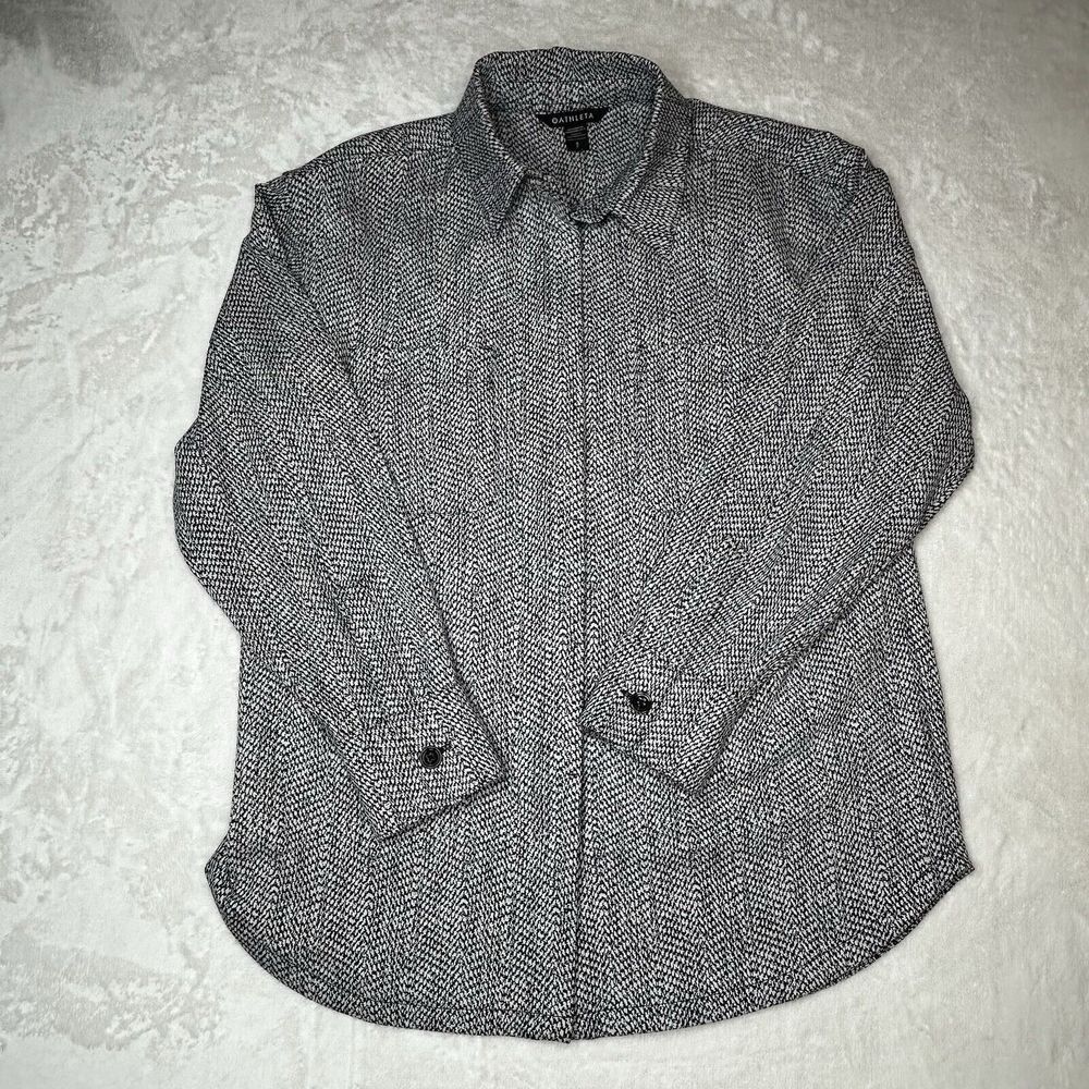 Athleta Braiden Textured Shirt Jacket Black White Button Down Womens Small